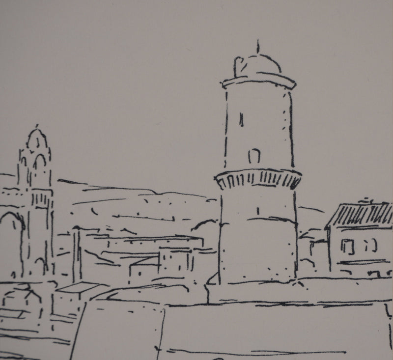 Frédéric DESHAYES : Provence, Marseille vue la cathédrale, Lithographie originale signée