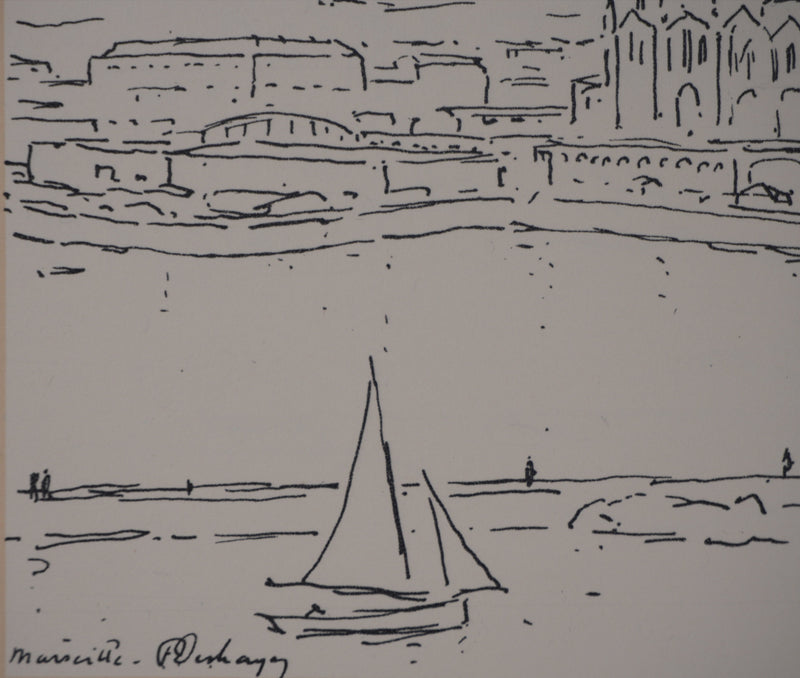 Frédéric DESHAYES : Provence, Marseille vue la cathédrale, Lithographie originale signée