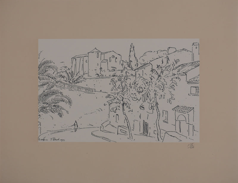 Frédéric DESHAYES : Provence, Bormes, Lithographie originale signée