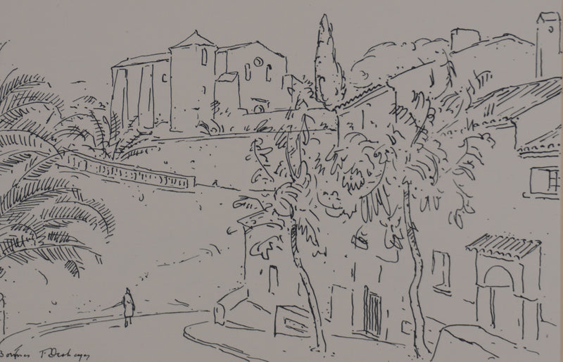 Frédéric DESHAYES : Provence, Bormes, Lithographie originale signée