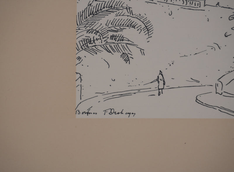 Frédéric DESHAYES : Provence, Bormes, Lithographie originale signée