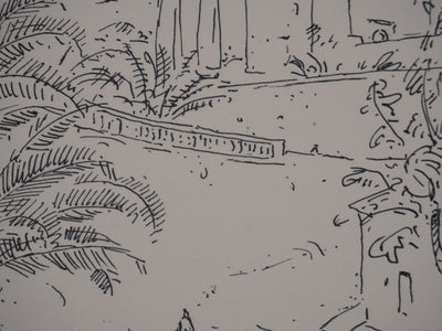 Frédéric DESHAYES : Provence, Bormes, Lithographie originale signée