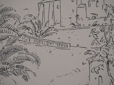 Frédéric DESHAYES : Provence, Bormes, Lithographie originale signée