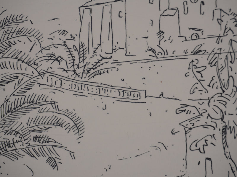 Frédéric DESHAYES : Provence, Bormes, Lithographie originale signée