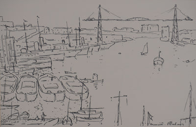 Frédéric DESHAYES : Provence, Le Port de Marseille, Lithographie originale signée