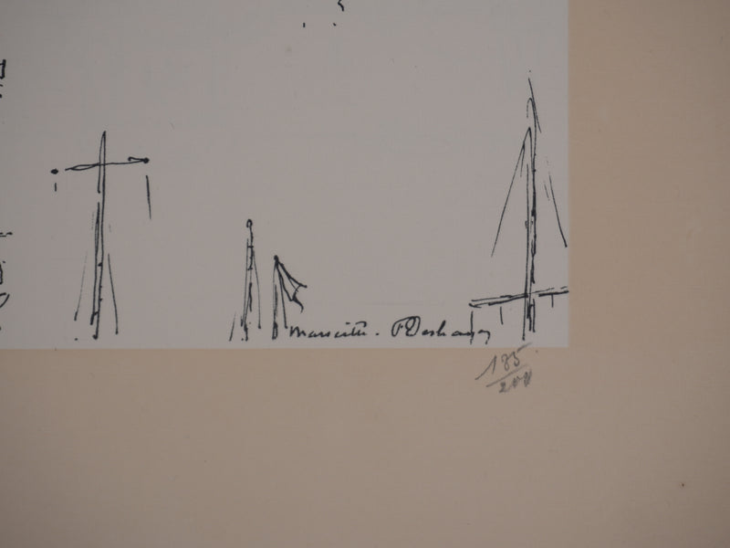 Frédéric DESHAYES : Provence, Le Port de Marseille, Lithographie originale signée