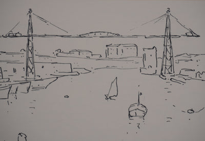 Frédéric DESHAYES : Provence, Le Port de Marseille, Lithographie originale signée