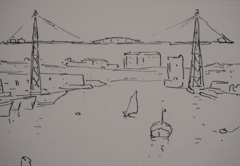 Frédéric DESHAYES : Provence, Le Port de Marseille, Lithographie originale signée