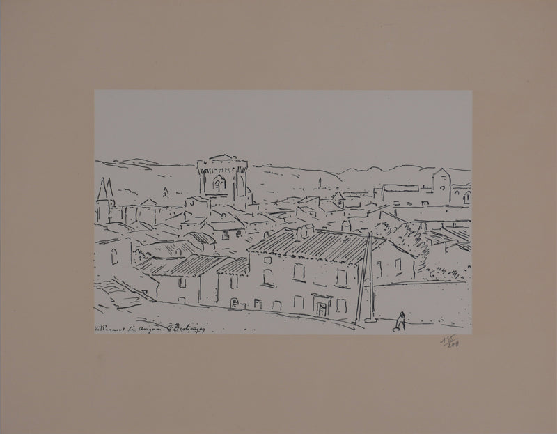 Frédéric DESHAYES : Provence, Villeneuve-lès-Avignon, Lithographie originale signée