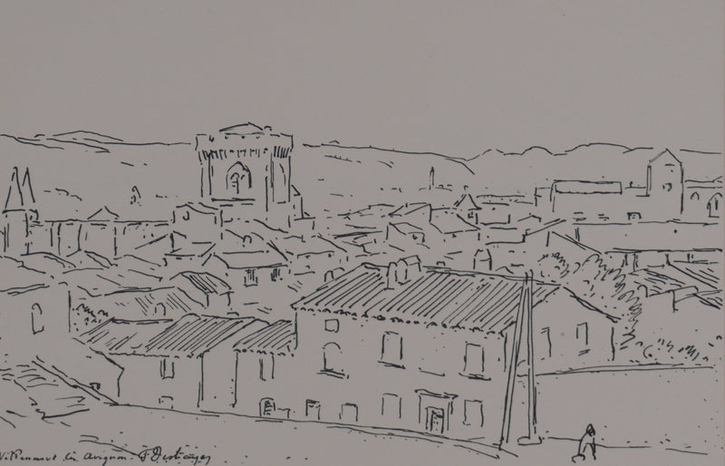 Frédéric DESHAYES : Provence, Villeneuve-lès-Avignon, Lithographie originale signée