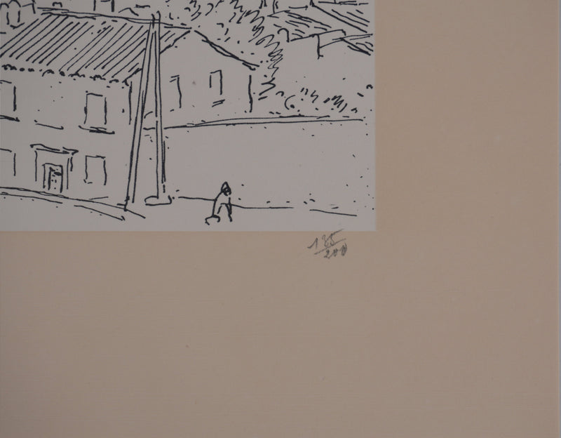 Frédéric DESHAYES : Provence, Villeneuve-lès-Avignon, Lithographie originale signée