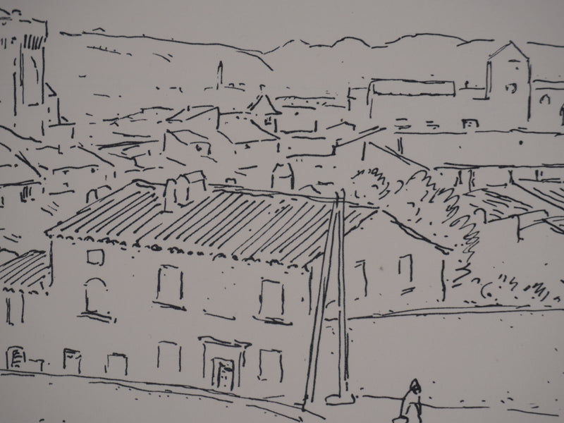 Frédéric DESHAYES : Provence, Villeneuve-lès-Avignon, Lithographie originale signée