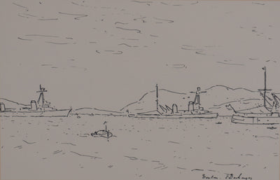 Frédéric DESHAYES : Provence, La rade de Toulon, Lithographie originale signée