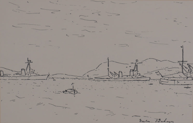 Frédéric DESHAYES : Provence, La rade de Toulon, Lithographie originale signée