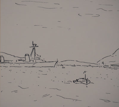 Frédéric DESHAYES : Provence, La rade de Toulon, Lithographie originale signée