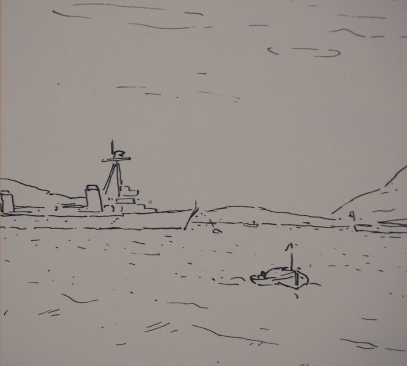 Frédéric DESHAYES : Provence, La rade de Toulon, Lithographie originale signée
