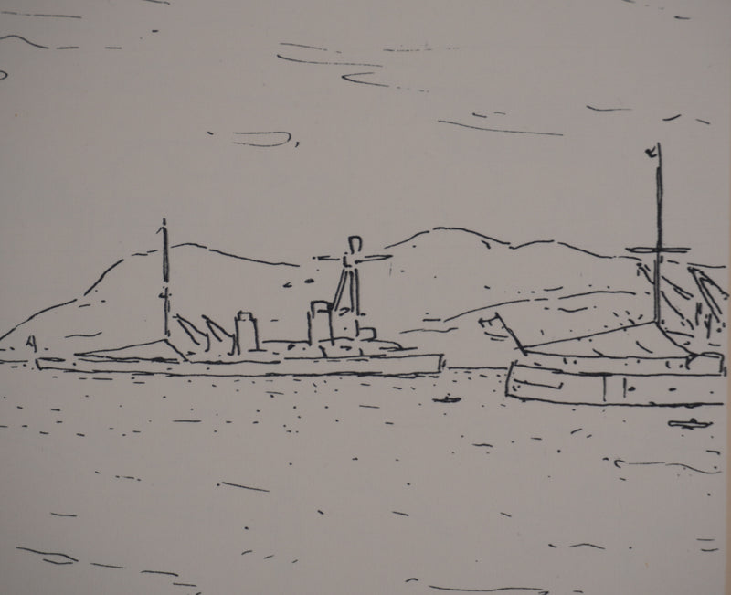 Frédéric DESHAYES : Provence, La rade de Toulon, Lithographie originale signée