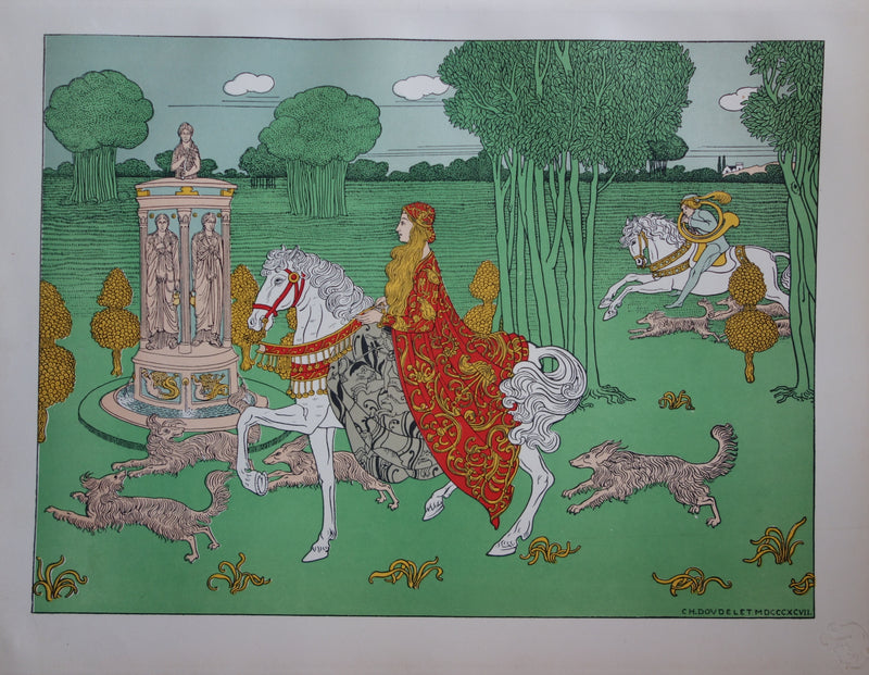 Charles DOUDELET : Roman Courtois, la Chatelaine, Lithographie originale (vue générale) - Crédit photo : Galerie Art.Paris