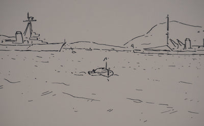 Frédéric DESHAYES : Provence, La rade de Toulon, Lithographie originale signée