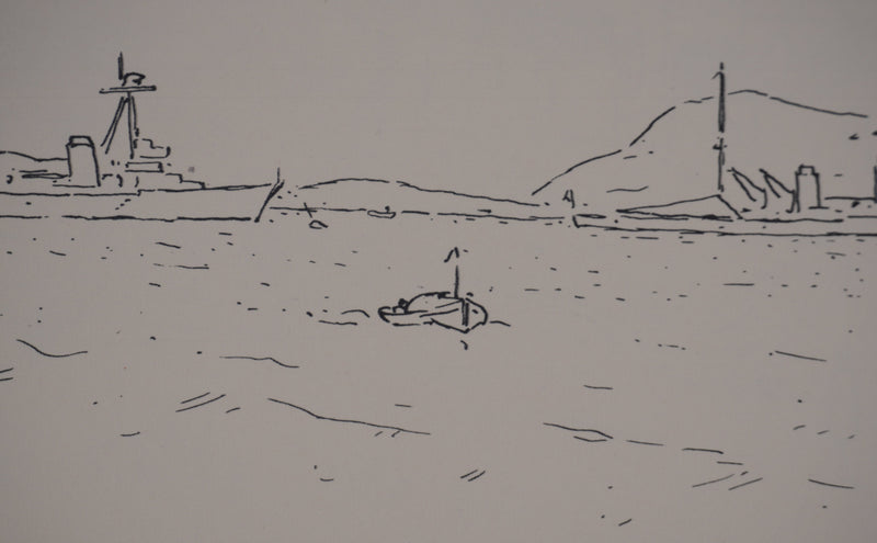 Frédéric DESHAYES : Provence, La rade de Toulon, Lithographie originale signée