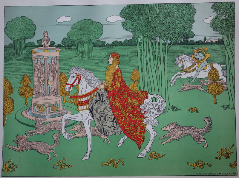 Charles DOUDELET : Roman Courtois, la Chatelaine, Lithographie originale (photo de détail 3) - Crédit photo : Galerie Art.Paris