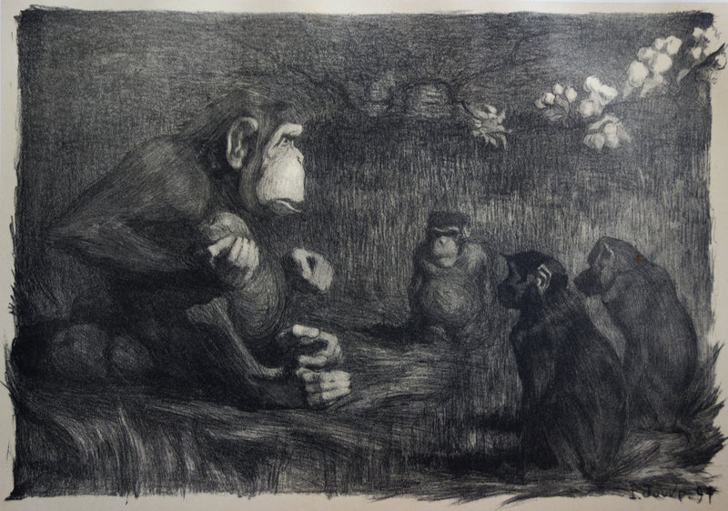 Paul JOUVE : Les Singes, le jugement de Paris, Lithographie originale (photo de détail 3) - Crédit photo : Galerie Art.Paris