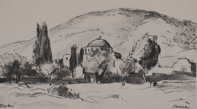 Jean MOREAU : Grèce, Monastère de Daphni, Lithographie originale signée