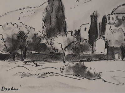 Jean MOREAU : Grèce, Monastère de Daphni, Lithographie originale signée