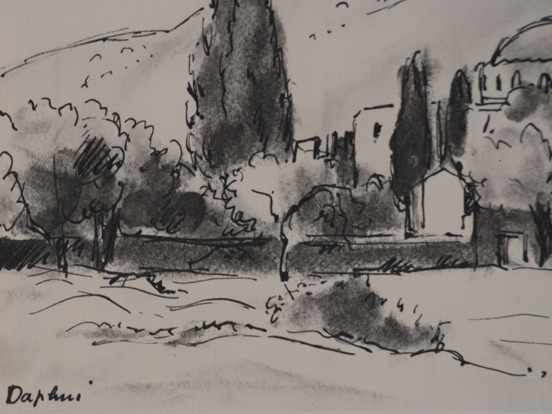 Jean MOREAU : Grèce, Monastère de Daphni, Lithographie originale signée