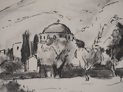 Jean MOREAU : Grèce, Monastère de Daphni, Lithographie originale signée