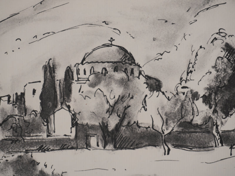 Jean MOREAU : Grèce, Monastère de Daphni, Lithographie originale signée