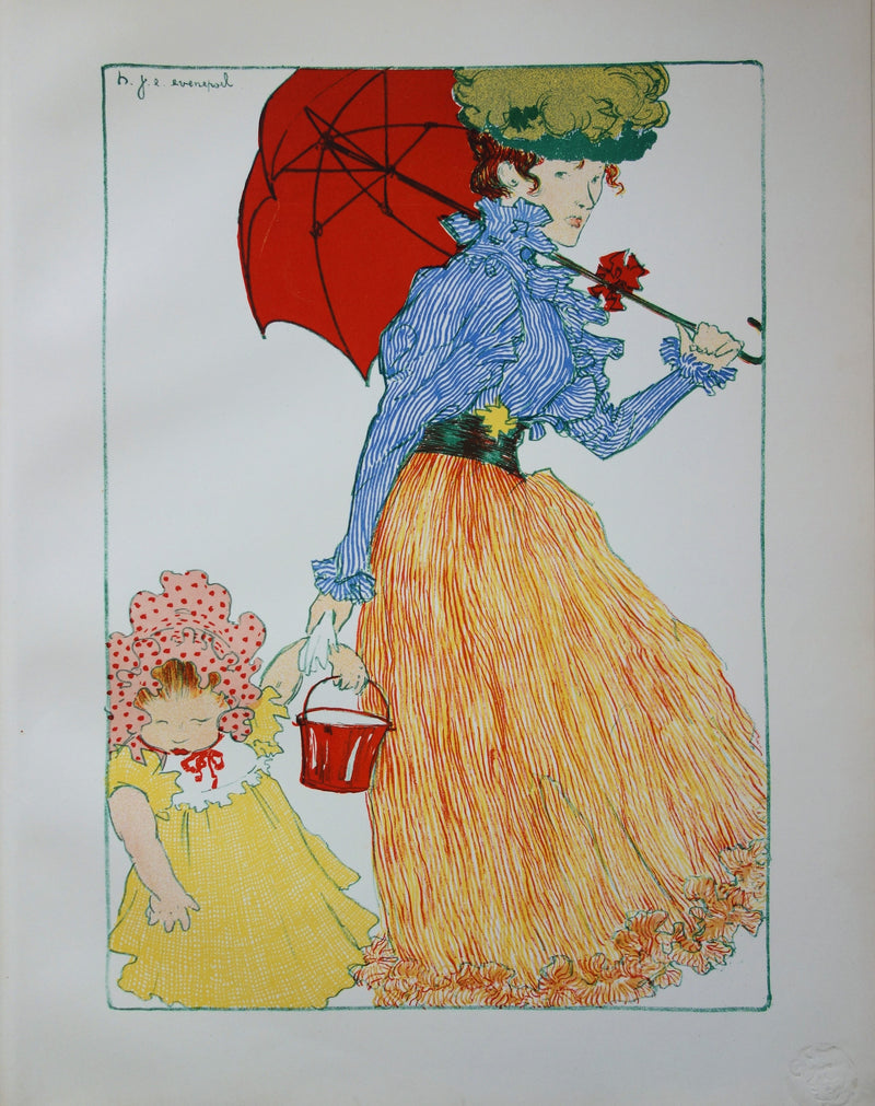 Henri EVENEPOEL : Au Square, Lithographie originale (vue générale) - Crédit photo : Galerie Art.Paris