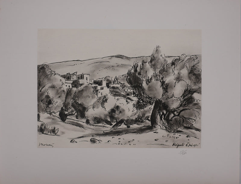 Jean MOREAU : Grèce, Megali Episcopi, Lithographie originale signée