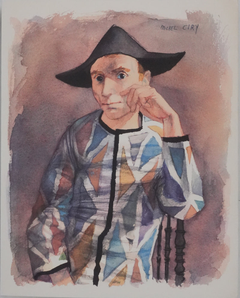 Michel CIRY : Arlequins accoudé, Héliogravure signée