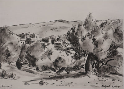 Jean MOREAU : Grèce, Megali Episcopi, Lithographie originale signée