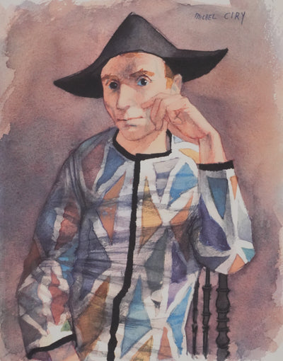 Michel CIRY : Arlequins accoudé, Héliogravure signée