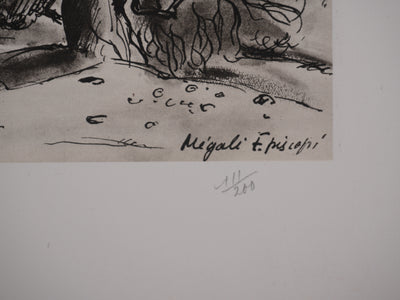 Jean MOREAU : Grèce, Megali Episcopi, Lithographie originale signée