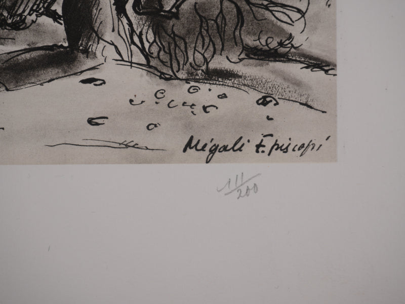 Jean MOREAU : Grèce, Megali Episcopi, Lithographie originale signée