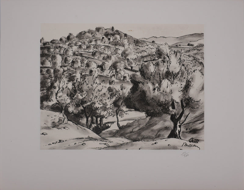 Jean MOREAU : Grèce, Les oliviers de Crète, Lithographie originale signée