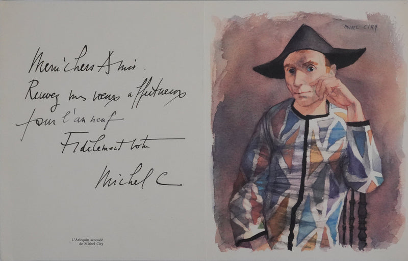 Michel CIRY : Arlequins accoudé, Héliogravure signée