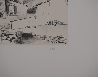 Jean MOREAU : Grèce, Le monastère, Lithographie originale signée