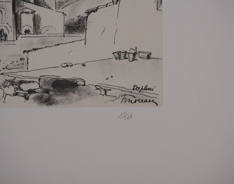 Jean MOREAU : Grèce, Le monastère, Lithographie originale signée