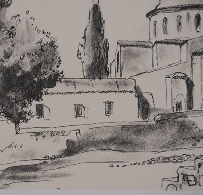 Jean MOREAU : Grèce, Le monastère, Lithographie originale signée