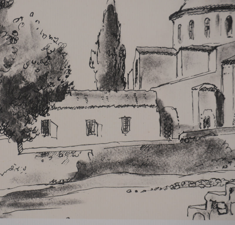 Jean MOREAU : Grèce, Le monastère, Lithographie originale signée