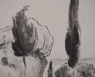 Jean MOREAU : Grèce, Paysage d'Athènes, Lithographie originale signée