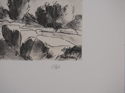 Jean MOREAU : Grèce, Vue sur l'Acropole d'Athènes, Lithographie originale signée