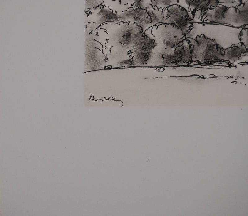 Jean MOREAU : Grèce, Vue sur mer en Crète, Lithographie originale signée
