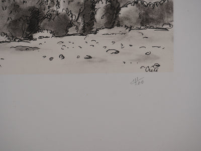 Jean MOREAU : Grèce, Vue sur mer en Crète, Lithographie originale signée