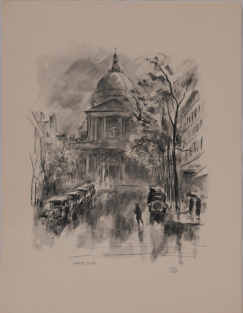 Berthold MAHN : Quartier Latin, environ du Panthéon, Héliogravure signée