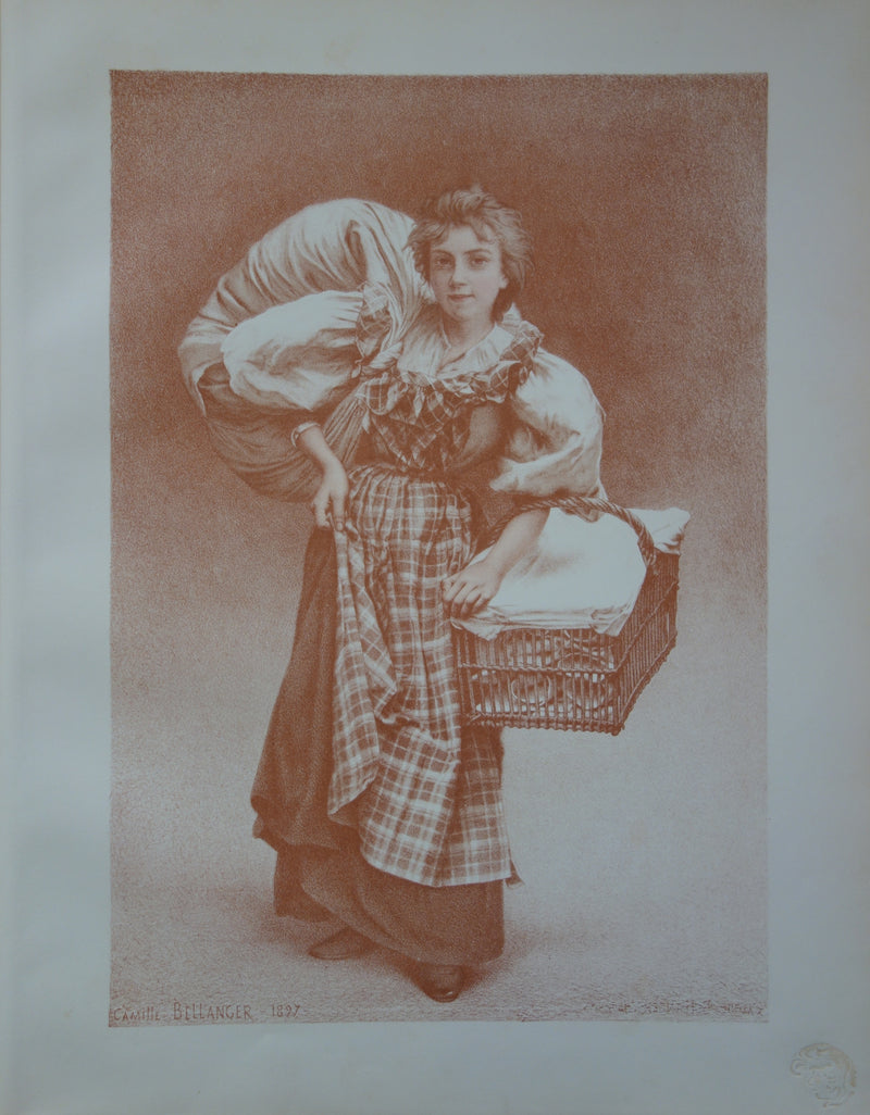 Camille BELLANGER : La Blanchisseuse, Lithographie originale signée